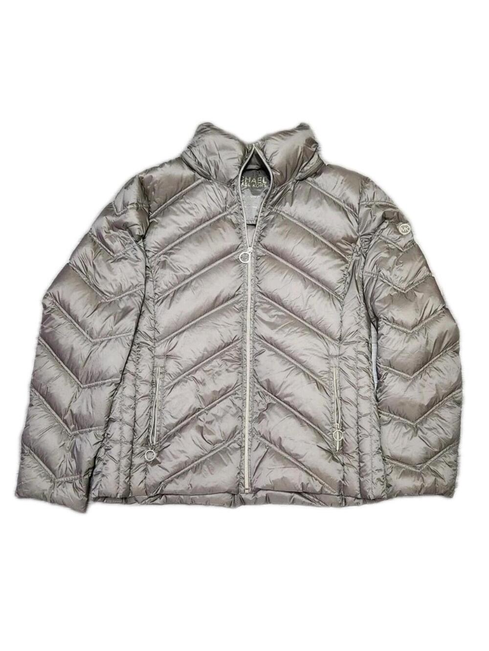 Michael Kors Packable Down Fill Jacket Large Taupe Brown